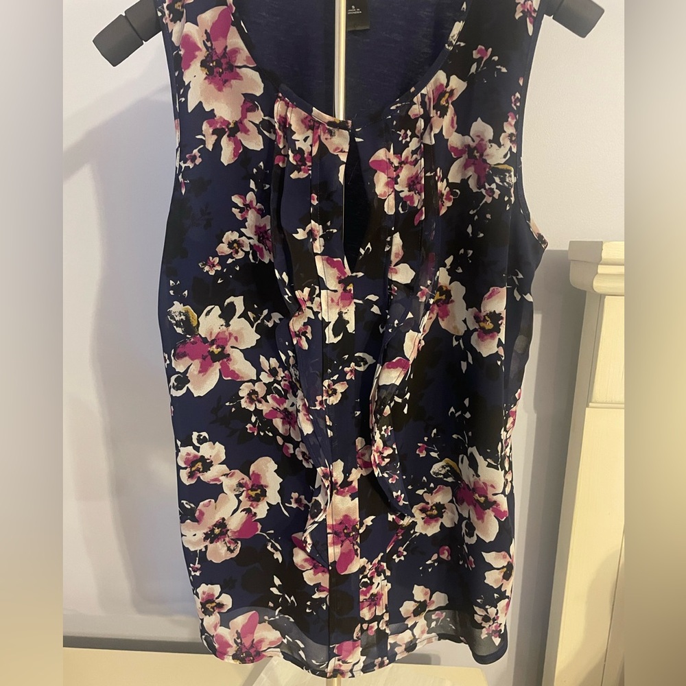 Navy Floral Blouse